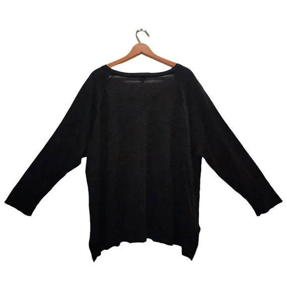 NWT Avenue Top Womens Size 22/24 Black Shimmer Round Neck Studded Slit Pullo… - Picture 2 of 9